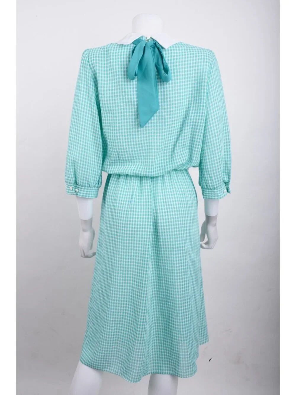 Vintage Breli Originals Womans Dress Size 10 blue Green Gingham Check Peter pan - Picture 5 of 6